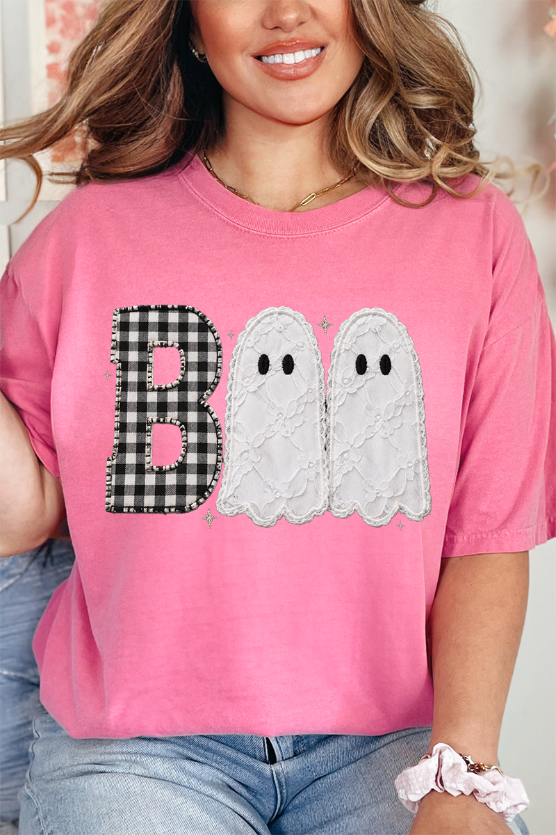 Gingham & Lace Boo Comfort Colors Adult Ring-Spun Cotton Tee