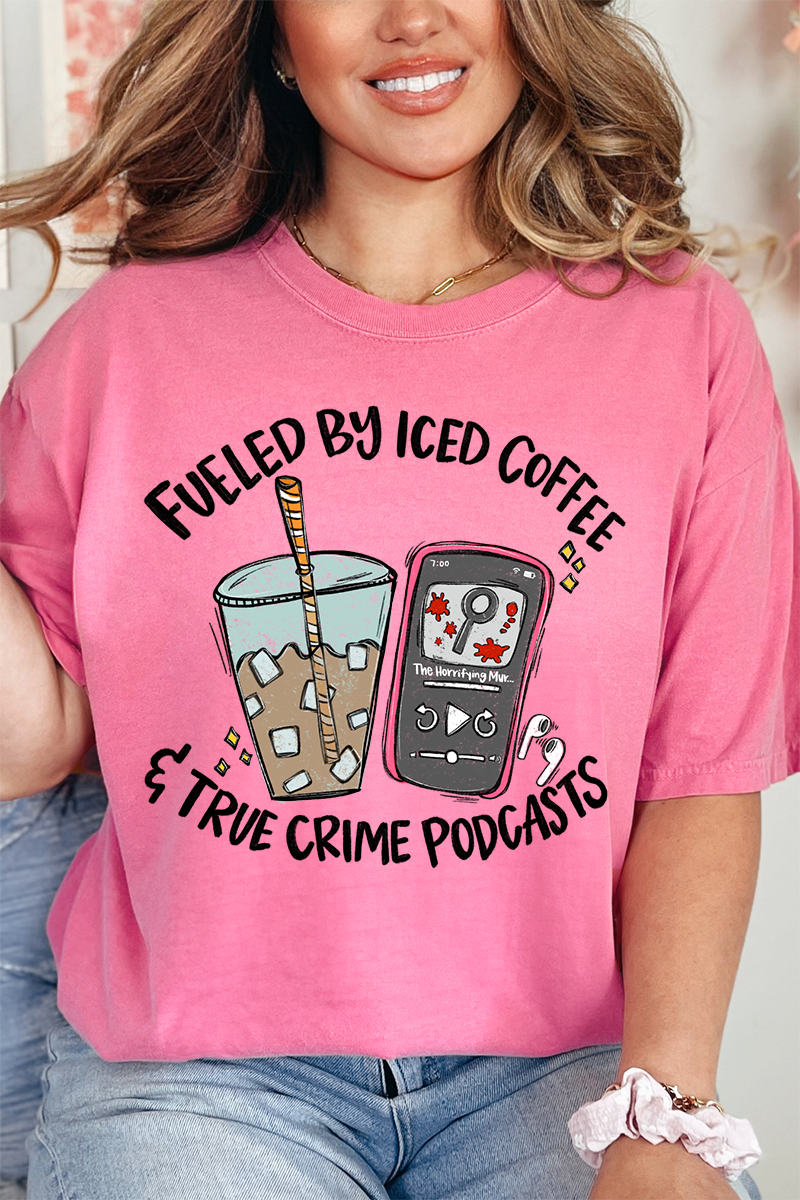 Iced Coffee & True Crime Comfort Colors Adult Ring-Spun Cotton Tee