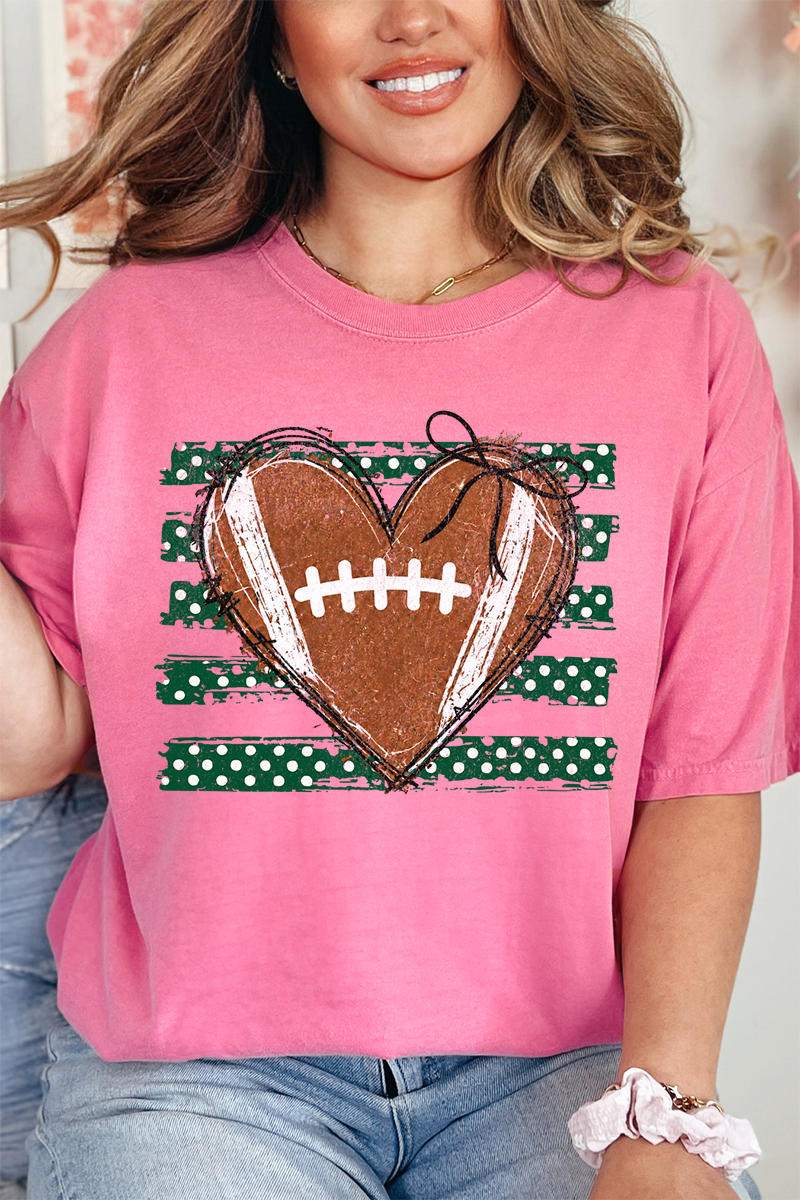 Green Football Sweetheart Comfort Colors Adult Ring-Spun Cotton Tee