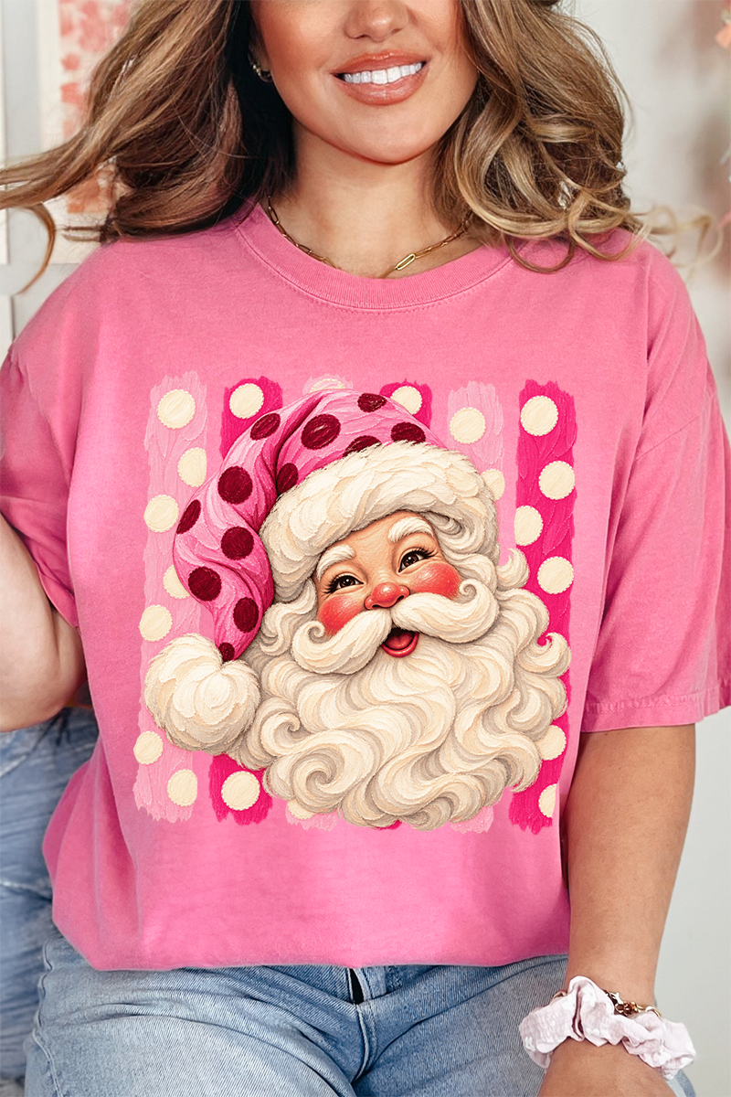 Pink Dot Jolly Santa Comfort Colors Adult Ring-Spun Cotton Tee