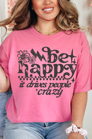 Black Be Happy Comfort Colors Adult Ring-Spun Cotton Tee