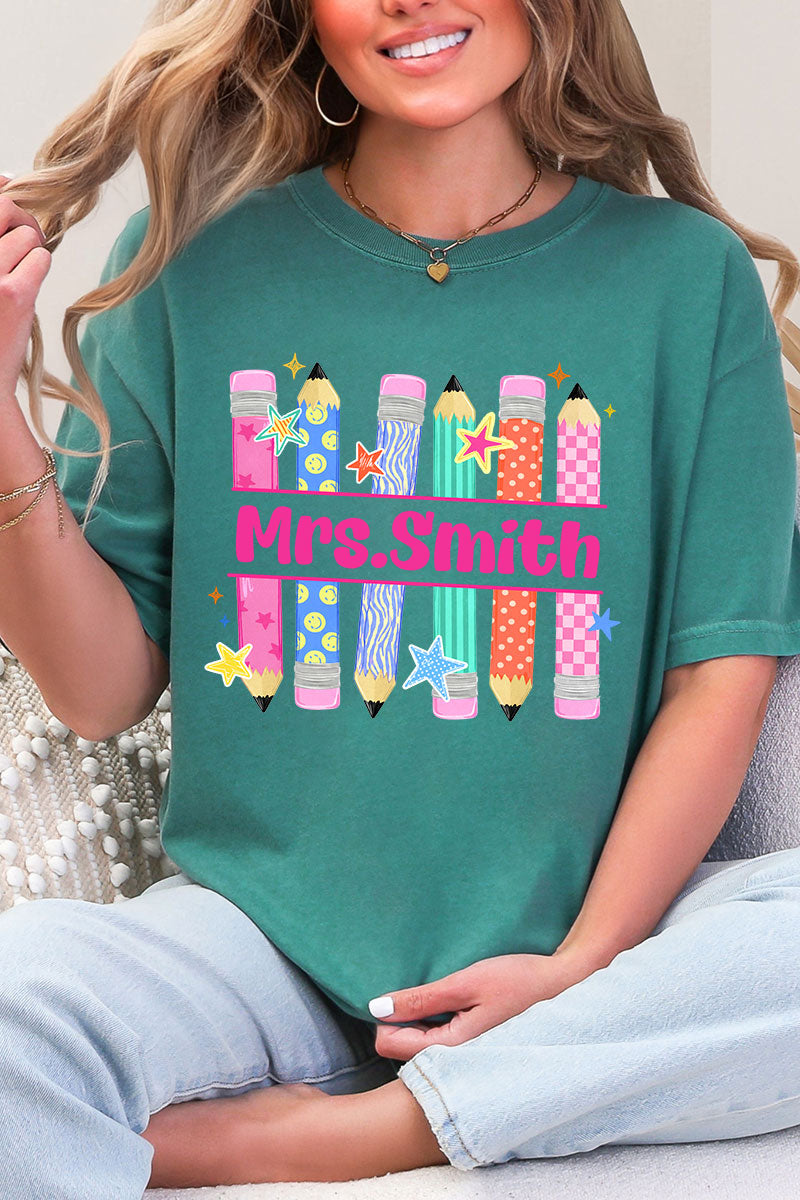 Personalized Pencil Party Comfort Colors Adult Ring-Spun Cotton Tee