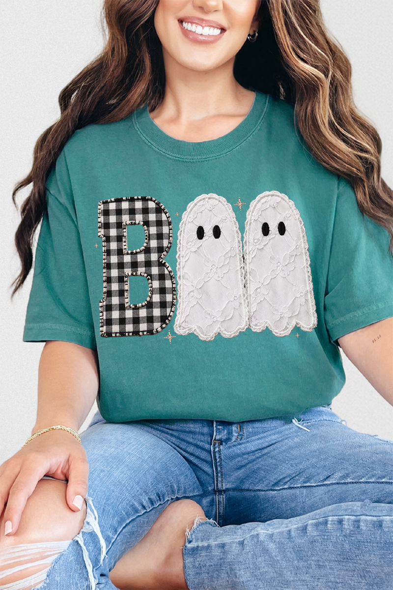 Gingham & Lace Boo Comfort Colors Adult Ring-Spun Cotton Tee
