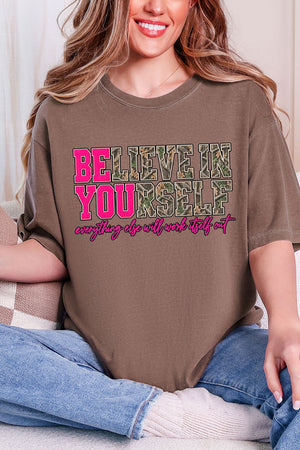 Believe In Yourself Pink Spark Comfort Colors Adult Ring-Spun Cotton Tee