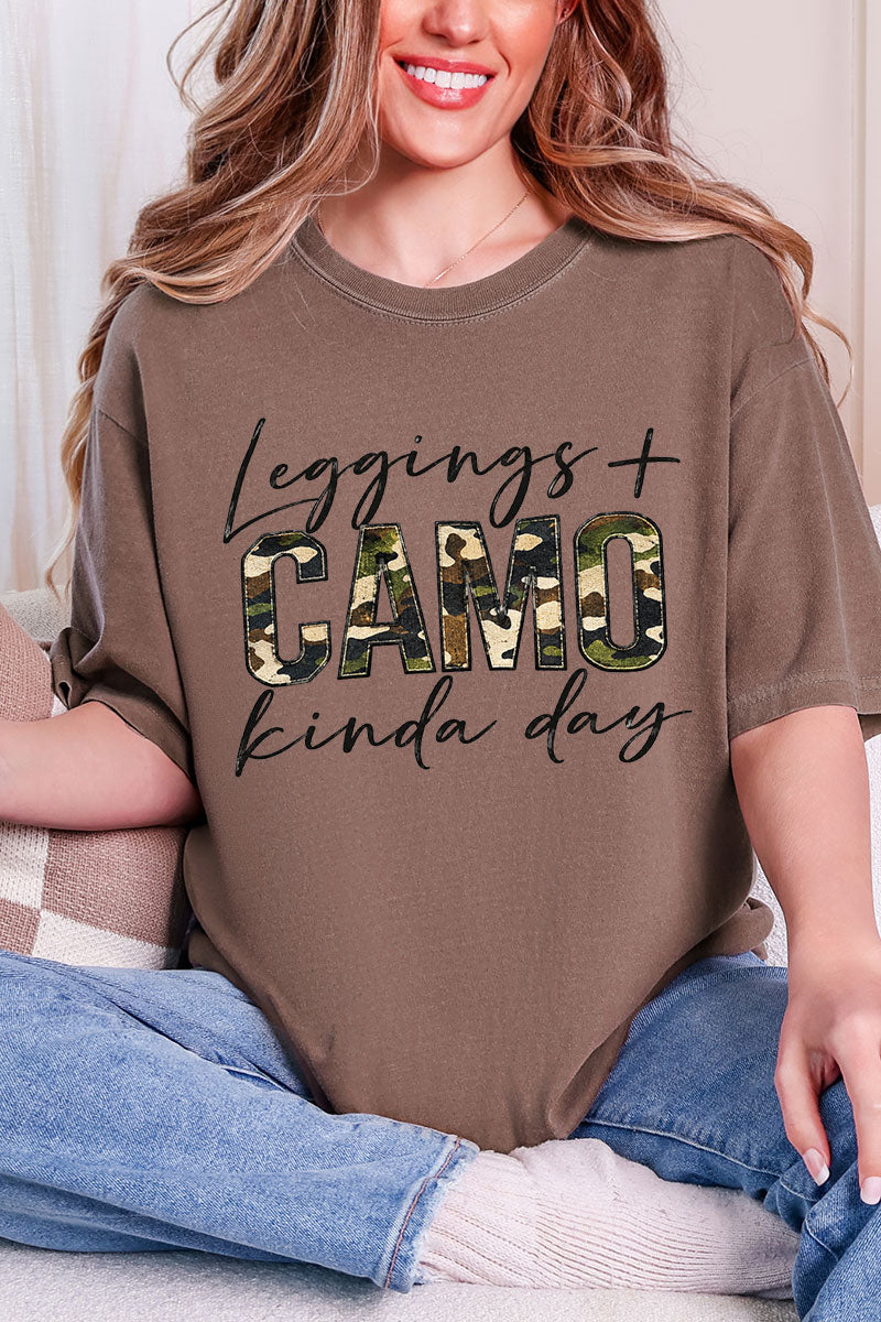 Leggings + Camo Kinda Day Comfort Colors Adult Ring-Spun Cotton Tee