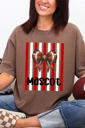 Personalized Red & White Varsity Bow Comfort Colors Adult Ring-Spun Cotton Tee *Enter Mascot Name