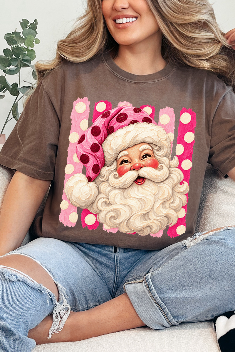 Pink Dot Jolly Santa Comfort Colors Adult Ring-Spun Cotton Tee