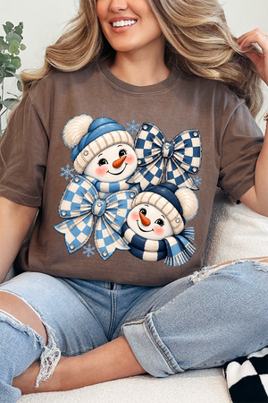 Winter Check Snowmen Comfort Colors Adult Ring-Spun Cotton Tee