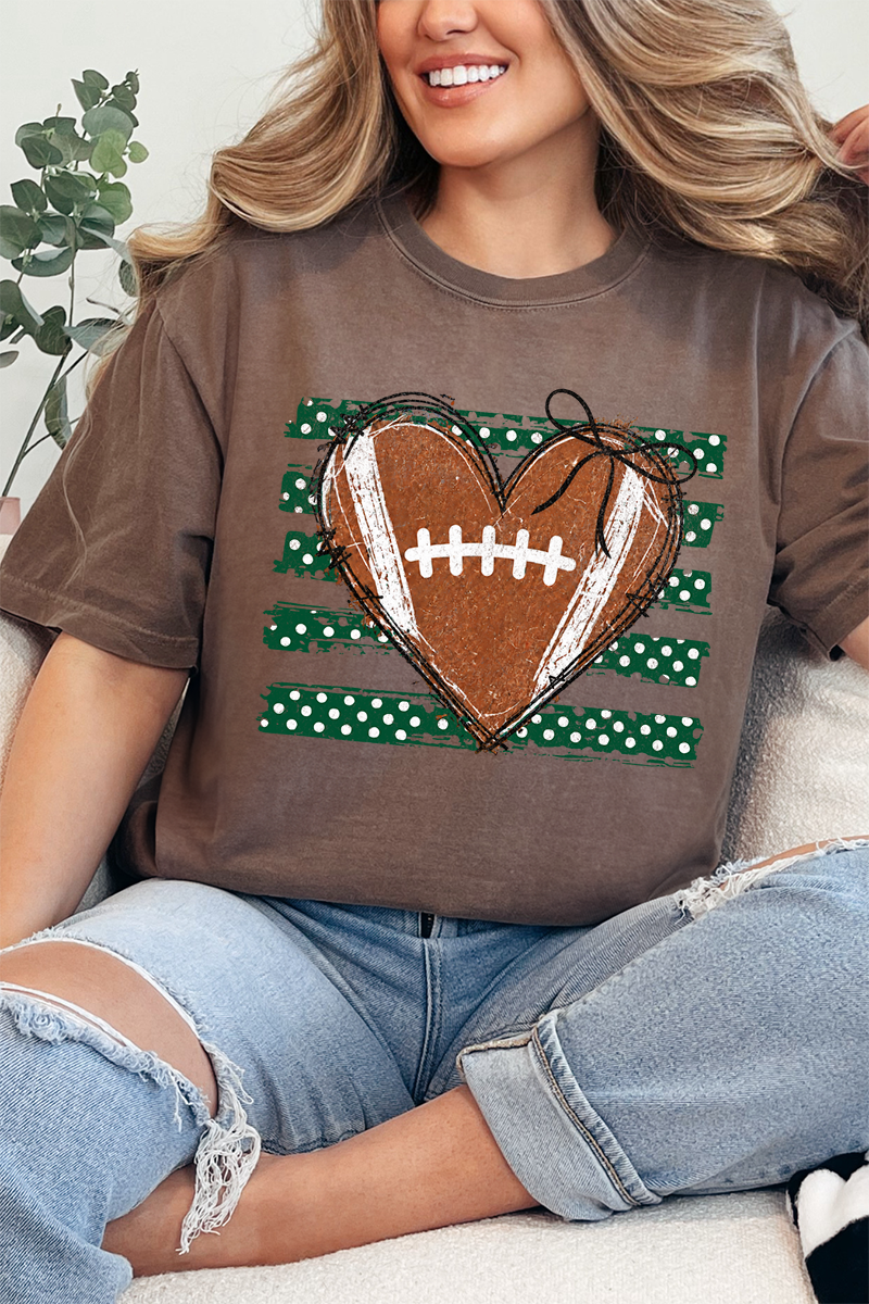 Green Football Sweetheart Comfort Colors Adult Ring-Spun Cotton Tee