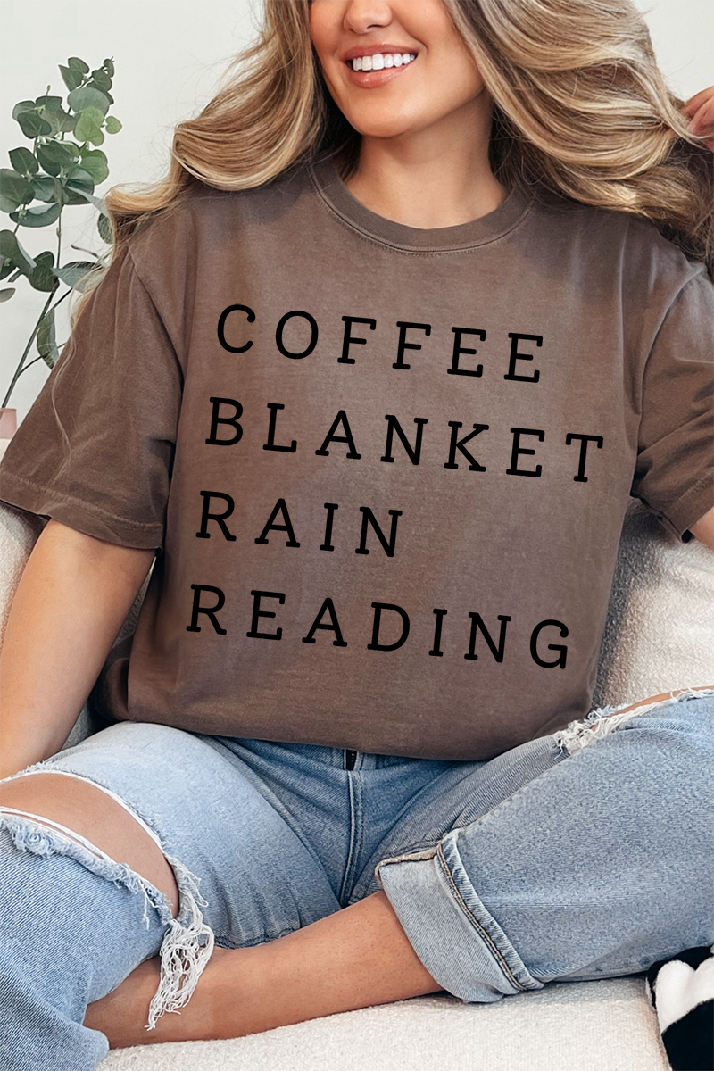 Coffee Blanket Rain Reading Comfort Colors Adult Ring-Spun Cotton Tee