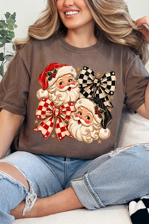 Merry Check Santa Comfort Colors Adult Ring-Spun Cotton Tee