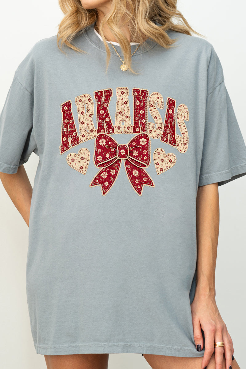 Arkansas Blooming Bow Comfort Colors Adult Ring-Spun Cotton Tee