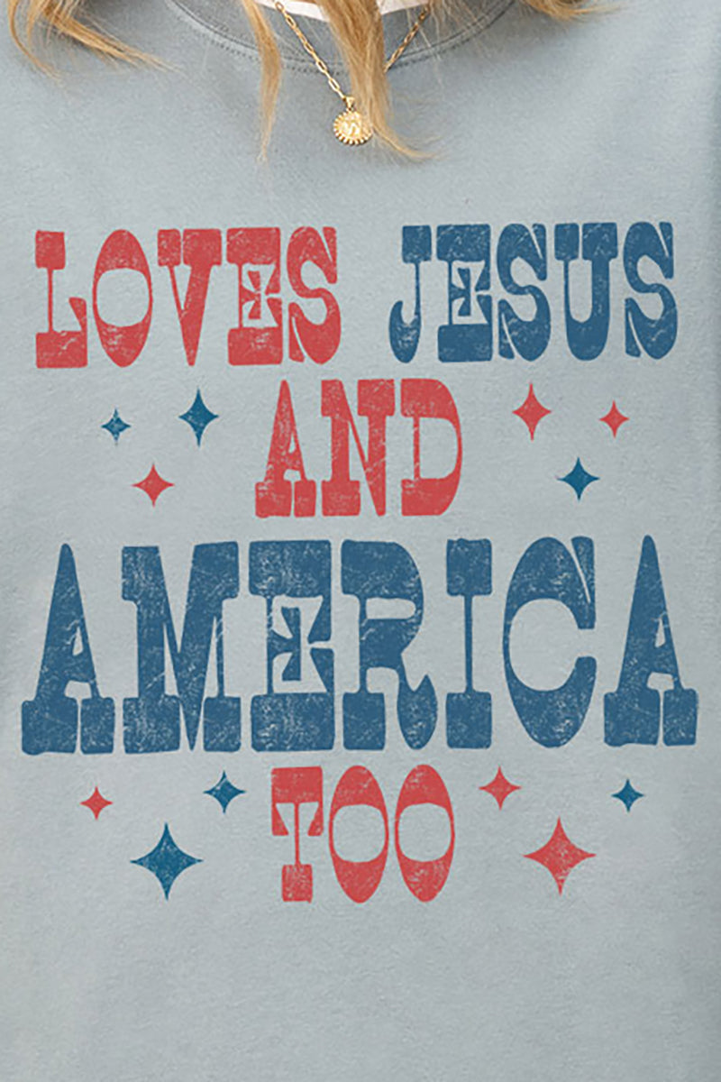 Retro Loves Jesus & America Too Comfort Colors Adult Ring-Spun Cotton Tee