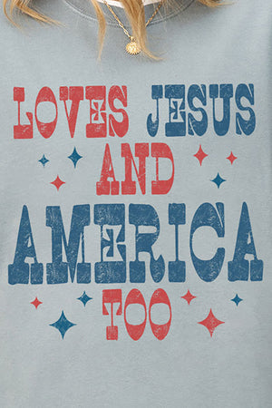 Retro Loves Jesus & America Too Comfort Colors Adult Ring-Spun Cotton Tee