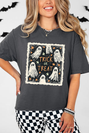 Trick Or Treat Ghost Crew Comfort Colors Adult Ring-Spun Cotton Tee