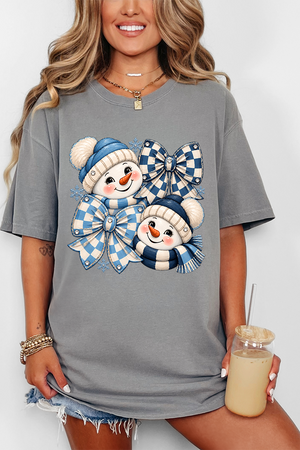 Winter Check Snowmen Comfort Colors Adult Ring-Spun Cotton Tee