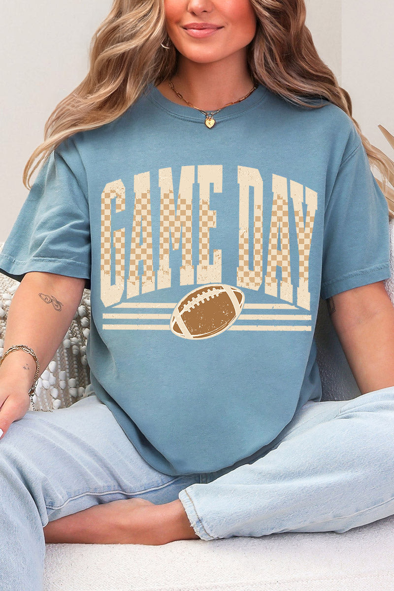 Checkered Taupe Game Day Comfort Colors Adult Ring-Spun Cotton Tee