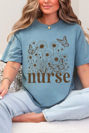 Wildflower Nurse Comfort Colors Adult Ring-Spun Cotton Tee