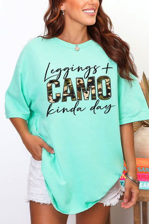 Leggings + Camo Kinda Day Comfort Colors Adult Ring-Spun Cotton Tee