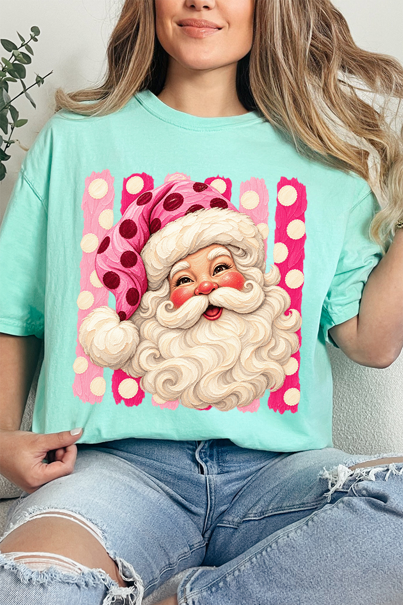 Pink Dot Jolly Santa Comfort Colors Adult Ring-Spun Cotton Tee