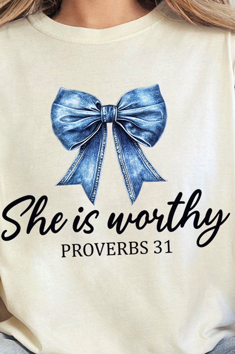 Blue Bow Worthy Comfort Colors Adult Ring-Spun Cotton Tee