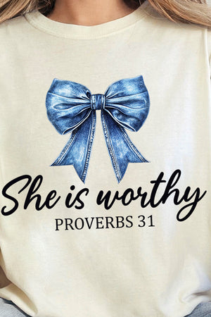 Blue Bow Worthy Comfort Colors Adult Ring-Spun Cotton Tee
