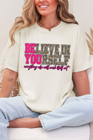 Believe In Yourself Pink Spark Comfort Colors Adult Ring-Spun Cotton Tee
