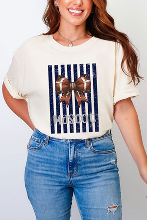 Personalized Navy Varsity Bow Comfort Colors Adult Ring-Spun Cotton Tee