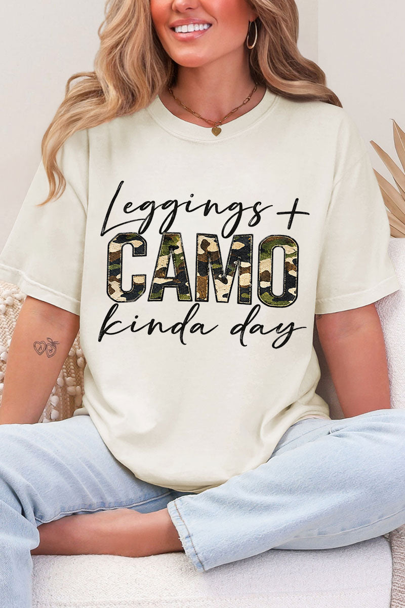 Leggings + Camo Kinda Day Comfort Colors Adult Ring-Spun Cotton Tee