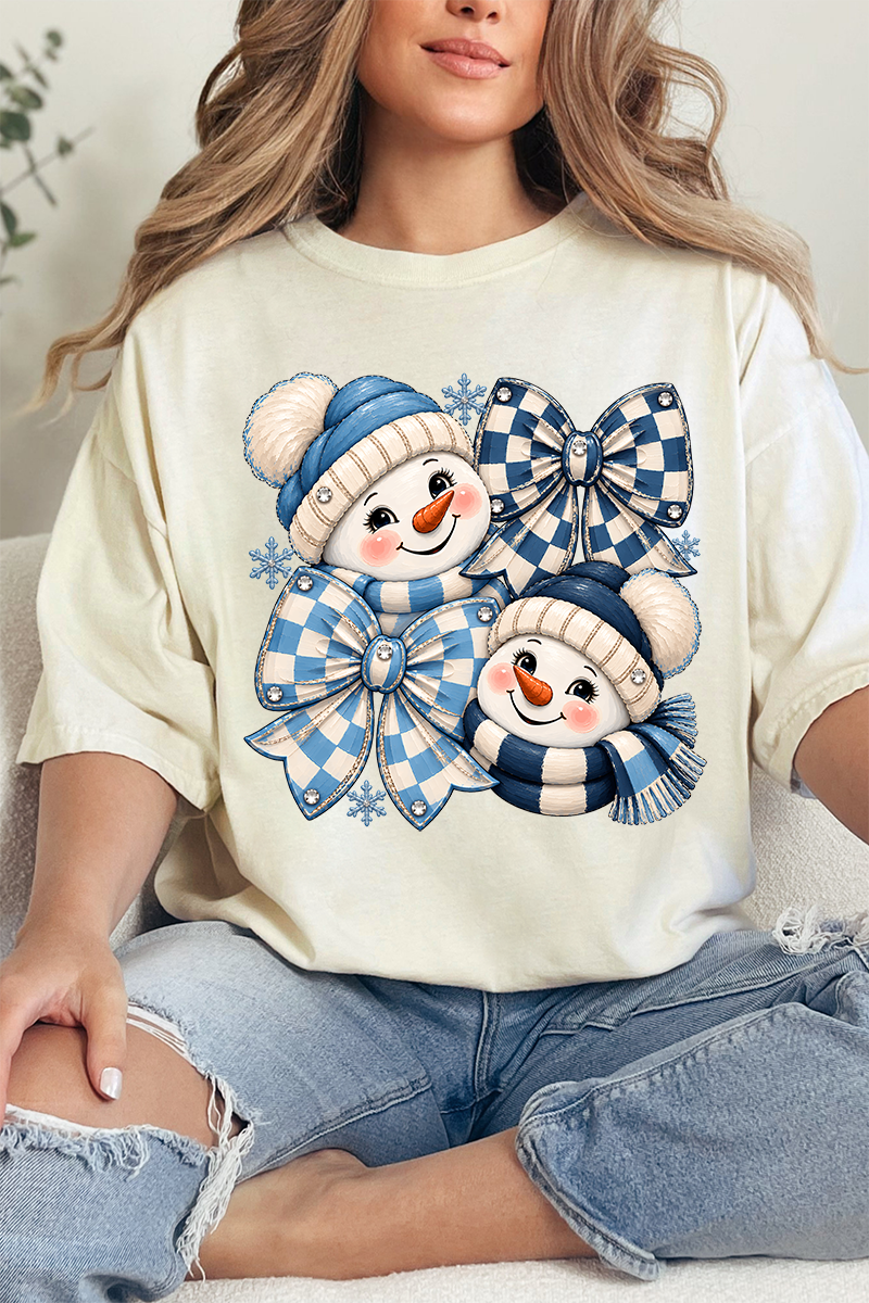 Winter Check Snowmen Comfort Colors Adult Ring-Spun Cotton Tee