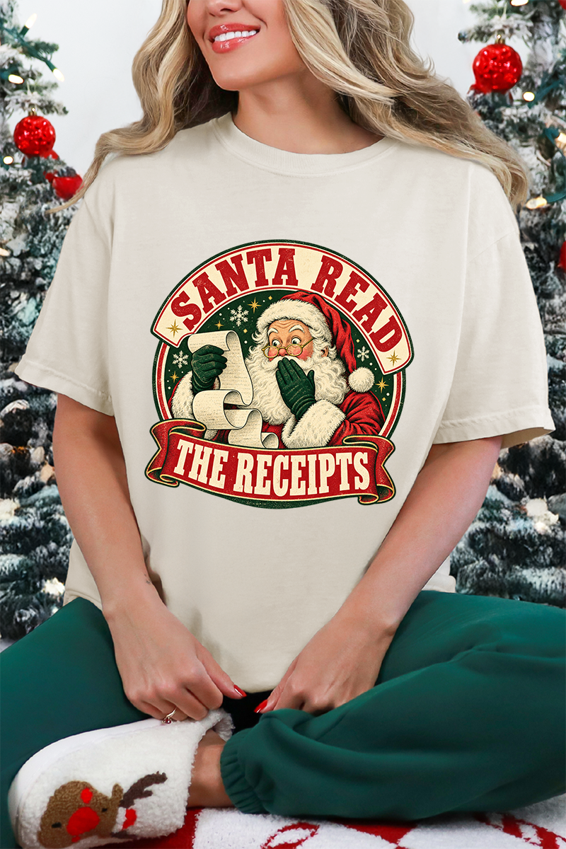 Santa Read The Receipts Comfort Colors Adult Ring-Spun Cotton Tee