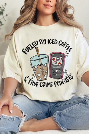 Iced Coffee & True Crime Comfort Colors Adult Ring-Spun Cotton Tee