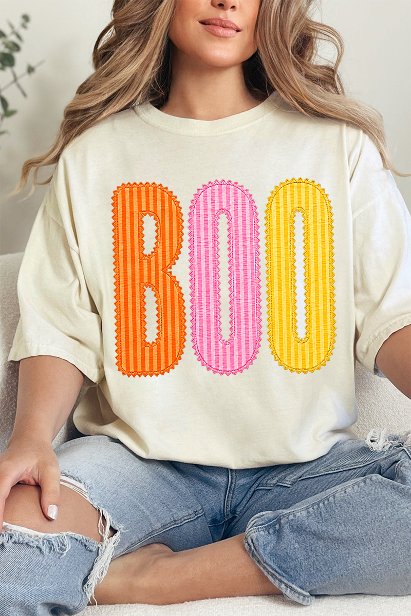 Candy Stripe Boo Comfort Colors Adult Ring-Spun Cotton Tee