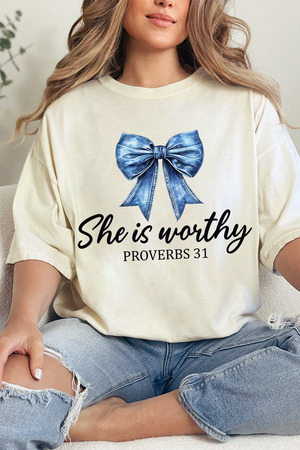 Blue Bow Worthy Comfort Colors Adult Ring-Spun Cotton Tee