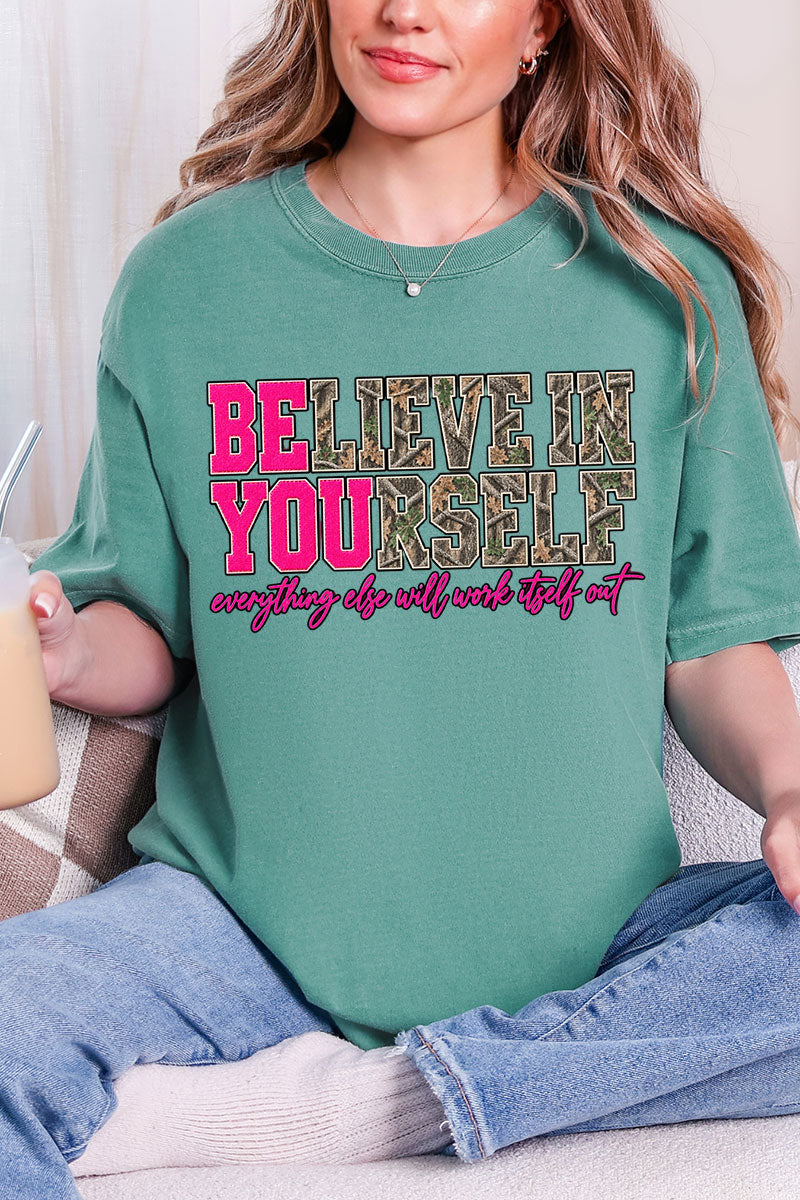 Believe In Yourself Pink Spark Comfort Colors Adult Ring-Spun Cotton Tee