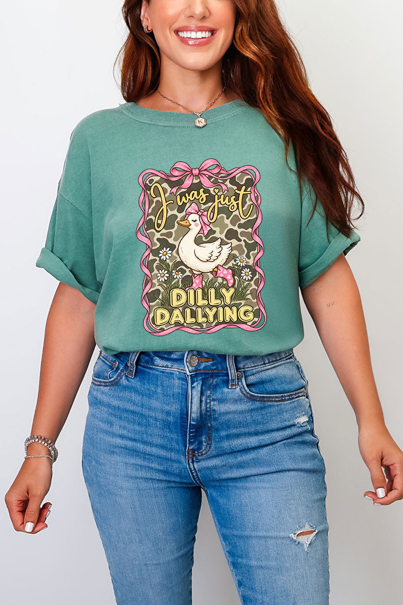 Dilly Dallying Camo Goose Comfort Colors Adult Ring-Spun Cotton Tee