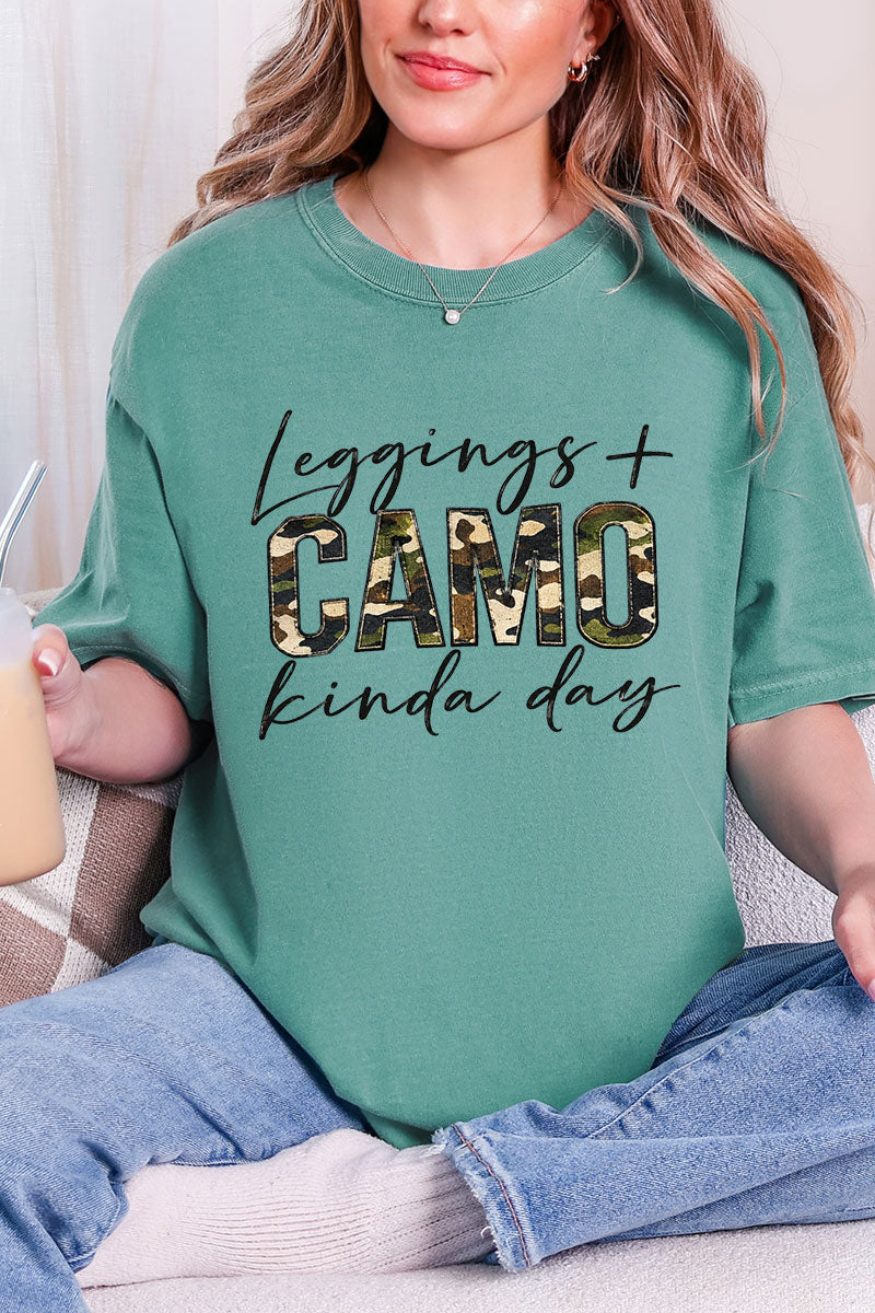 Leggings + Camo Kinda Day Comfort Colors Adult Ring-Spun Cotton Tee