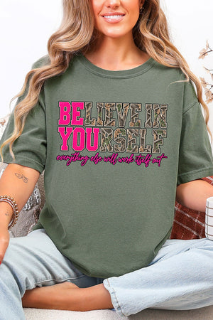 Believe In Yourself Pink Spark Comfort Colors Adult Ring-Spun Cotton Tee