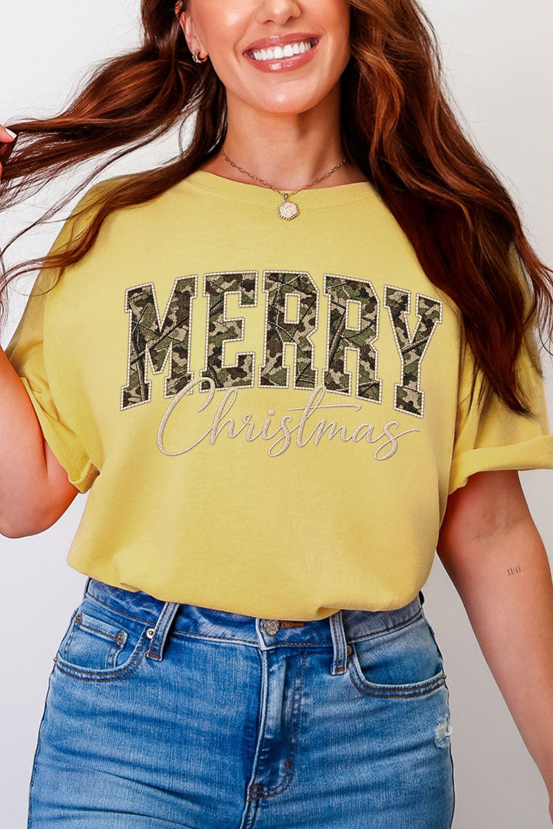 Camo Merry Christmas Comfort Colors Adult Ring-Spun Cotton Tee