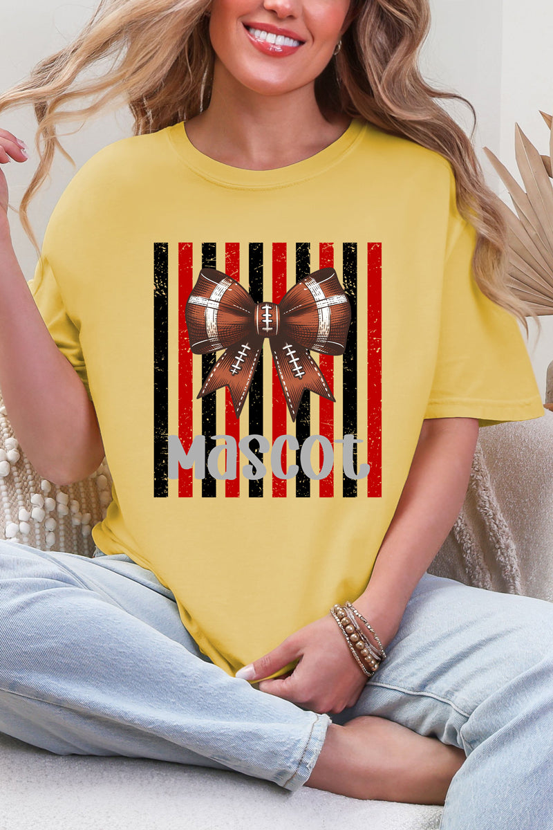 Personalized Red & Black Varsity Bow Comfort Colors Adult Ring-Spun Cotton Tee