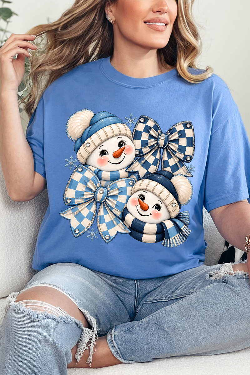 Winter Check Snowmen Comfort Colors Adult Ring-Spun Cotton Tee