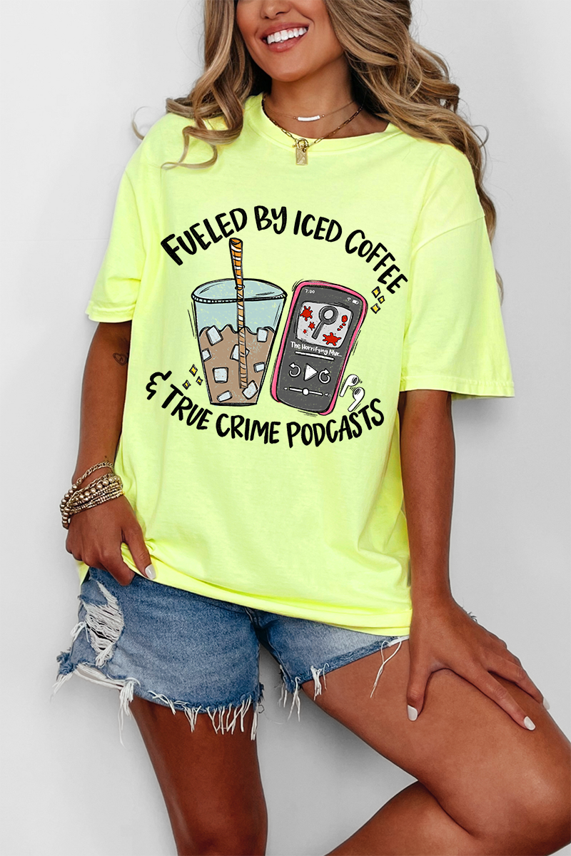 Iced Coffee & True Crime Comfort Colors Adult Ring-Spun Cotton Tee