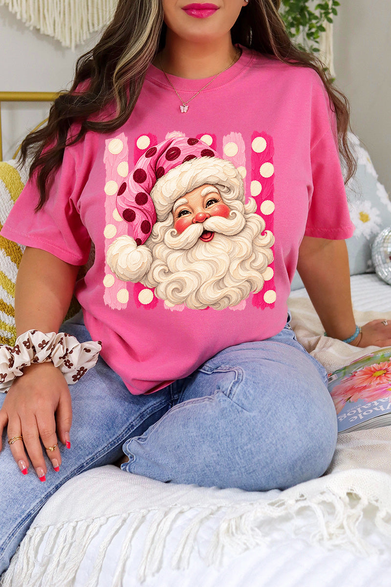 Pink Dot Jolly Santa Comfort Colors Adult Ring-Spun Cotton Tee