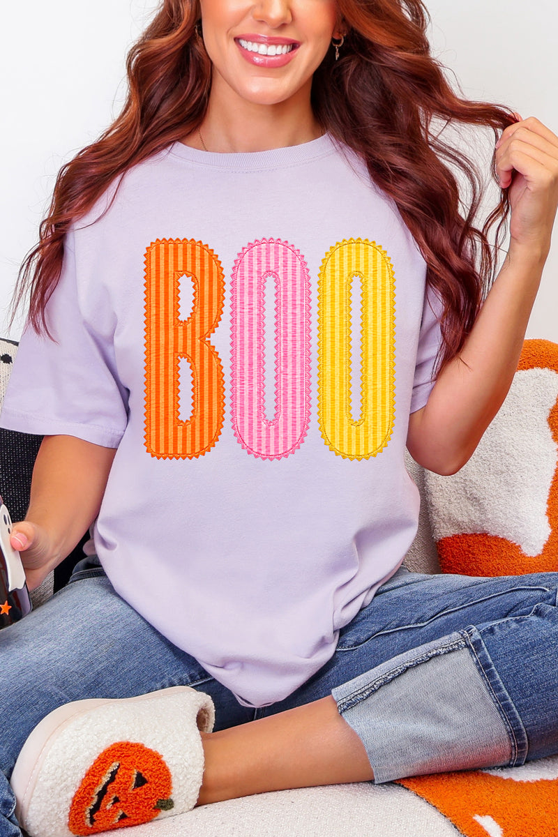 Candy Stripe Boo Comfort Colors Adult Ring-Spun Cotton Tee