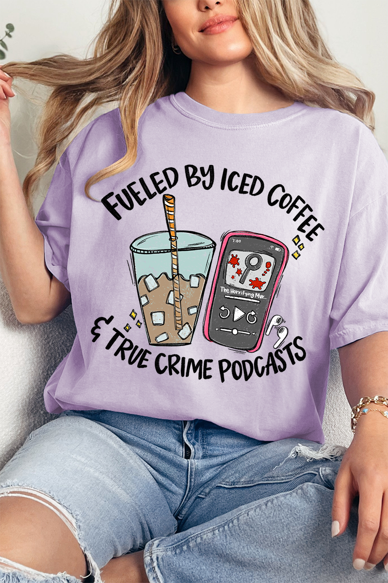 Iced Coffee & True Crime Comfort Colors Adult Ring-Spun Cotton Tee