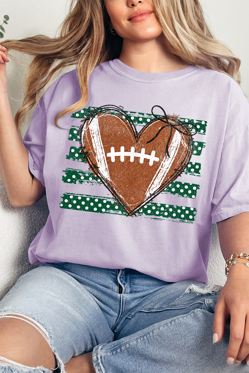 Green Football Sweetheart Comfort Colors Adult Ring-Spun Cotton Tee