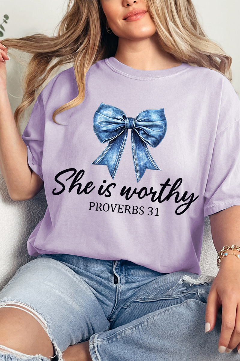 Blue Bow Worthy Comfort Colors Adult Ring-Spun Cotton Tee