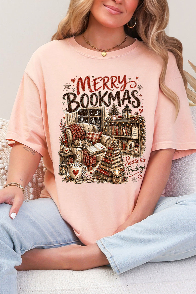 Merry Bookmas Comfort Colors Adult Ring-Spun Cotton Tee