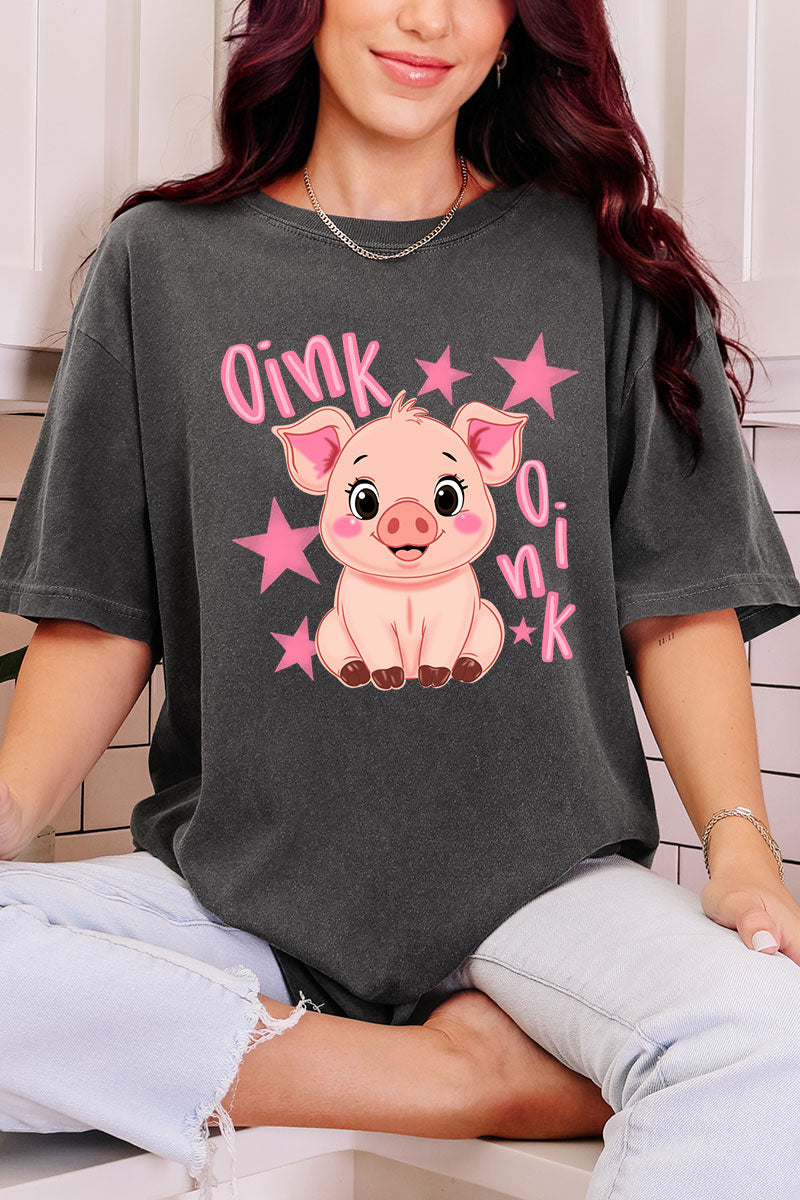 Oink Oink Shake Full Front & Back Design Comfort Colors Adult Ring-Spun Cotton Tee