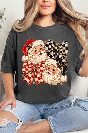 Merry Check Santa Comfort Colors Adult Ring-Spun Cotton Tee
